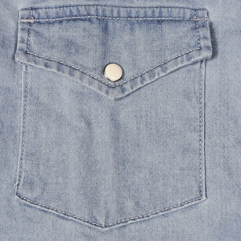 ASOS Mens LARGE Short Sleeve Slim Fit Western Denim Shirt - Picture 3 of 8